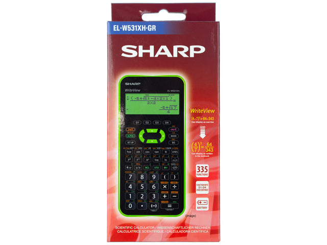 Rechner Sharp ELW531XHGR schwarz-grün wetenschappelijk Schreibansicht
