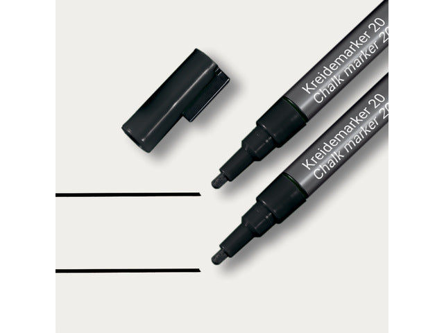 Krijtstift Sigel zwart set 2stuks ronde punt 1-2 mm