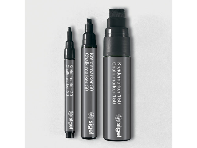 Krijtstift Sigel zwart set 2stuks ronde punt 1-2 mm