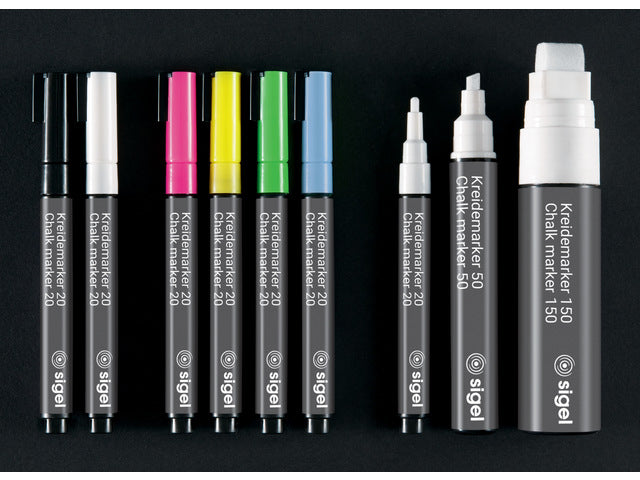 Krijtstift Sigel zwart set 2stuks ronde punt 1-2 mm