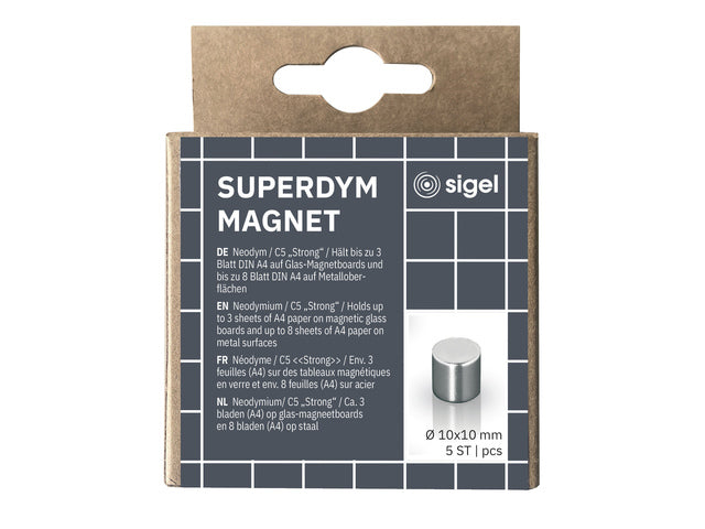 Magnetaufkleber für Glasbord, 5 Stück, silberfarben, C5, rund, 10 x 10 mm