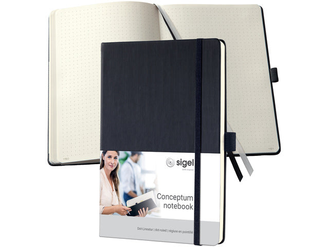 Notitieboek Conceptum A5 zwart hardcover, puntgelijnd