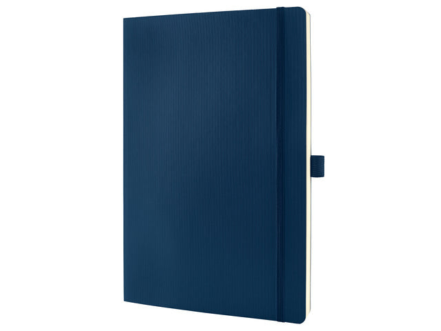 Notitieboek Conceptum Pure A4 blauw 5mm ruit softcover. Nummerde pagina's, inhoudsopgave, sluiting dmv elastiek, lus voor pen, 2 leeslintjes. 194 pagina's 80 grams chamoiskleurig papier. PEFC-gecertificeerd.
