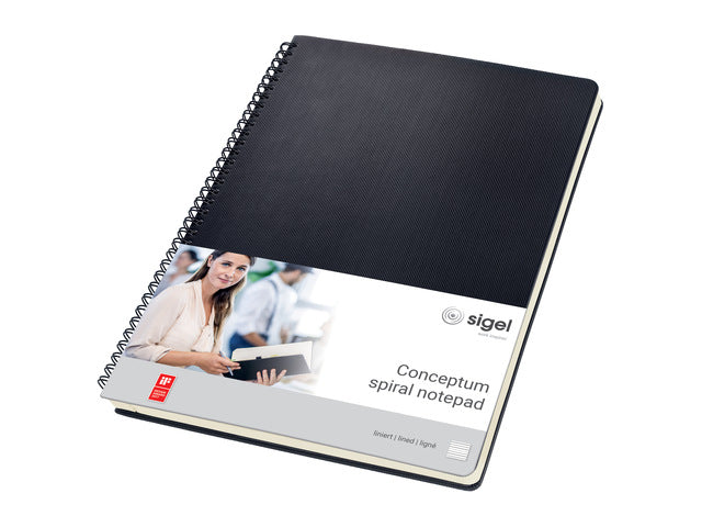 Benachrichtigungsblock Conceptum A4 schwarz 5 mm schwarz Hardcover. 160 Seiten, 80 Gramm chamoiskleriges Papier. Mit Quickpocket. 4-Loch-Perforation, Datumsmarkierung. PEFC-zertifiziert.