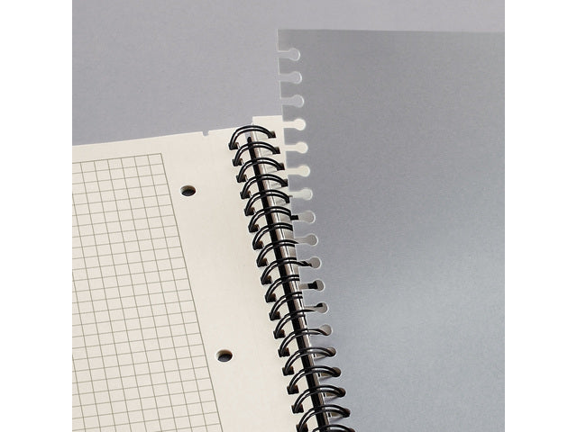 Notitieblok Conceptum mit Spiralbindung, schwarz, 5 mm, gebundenes Buch. 160 Seiten, 80 Gramm chamoiskleriges Papier. Mit Quickpocket. 4-Loch-Perforation, Datumsmarkierung. PEFC-zertifiziert