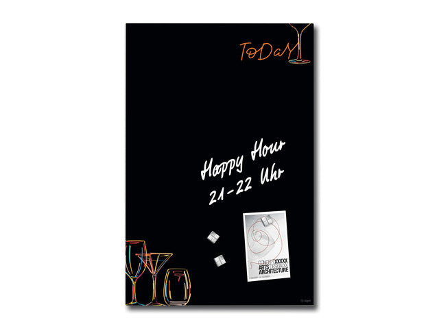 Glas-magneetbord Sigel Artverum Drinkmat. 400x600x15mm