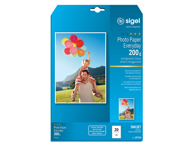Inkjetfotopapier Everyday plus A4 wit 200gr glans 20 vel