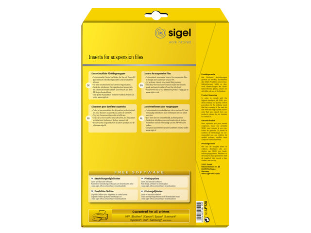 Insteeklabels Sigel für Hangmappen. 156 Stück. 60x21mm.