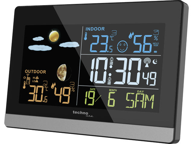Weerstation Technoline WS 6455 144x96x38mm zwart/zilver LCD display