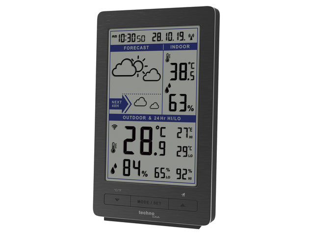 Weerstation Technoline WS 9485 94x154x46mm zilver met 1 buitensensor 30m