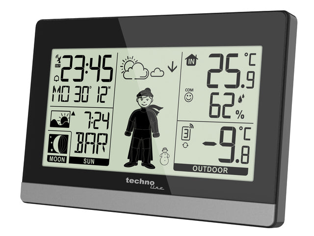 Weerstation Technoline WS 9612 145x97x38mm zwart/zilver met 1 buitensensor 30m