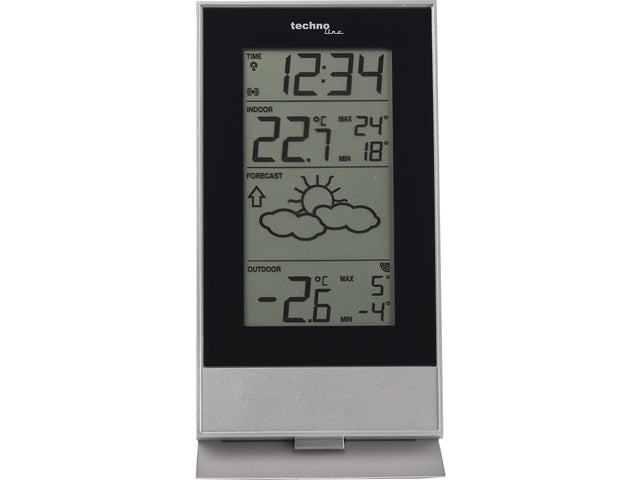 Weerstation Technoline WS 9910 85x166x56mm zilver/zwart met 1 buitensensor 100m